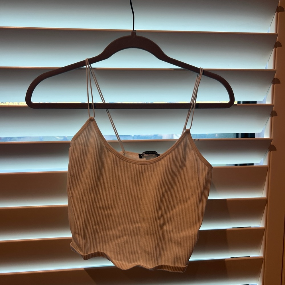 White Zara Spaghetti Strap Crop Top